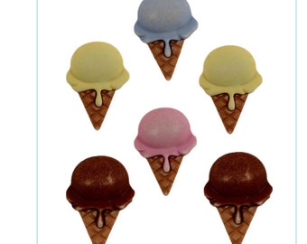 Ice Cream Cones ~ Snacks / Sweets ~ Buttons Galore Embellishment Buttons ~ Novelty Theme Pack