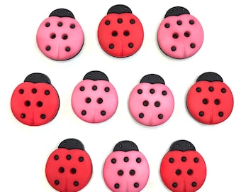 Lucky Ladybugs ~ Buttons Galore Embellishment Buttons ~ Novelty Theme Pack