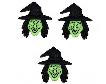 Witch Face ~ Halloween Dress It Up Embellishment Buttons ~ Jesse James Novelty Buttons Theme Pack