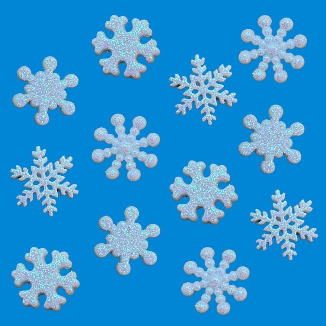 Glitter Snowflake Button Set Christmas Buttons Shelly's Buttons & More Embellishment Buttons