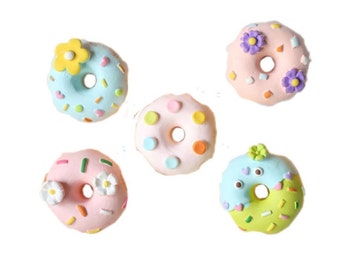 Sprinkle Donuts (4 pieces) ~ Shelly's Buttons and More - Flat Back Embellishments ~ Novelty Theme Pack