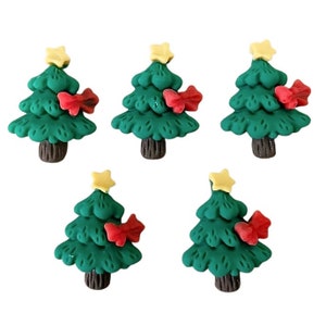 Tiny Holiday Trees Embellishments ~ Shelly&#39;s Buttons and More ~ Flat Back Christmas Tree Embellishments ~ Novelty Theme Pack
