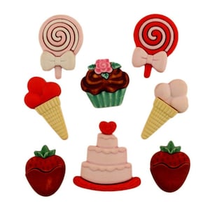 Sweet Tooth ~ Valentine&#39;s Day ~ Buttons Galore & More Embellishment Buttons ~ Novelty Buttons Theme Pack