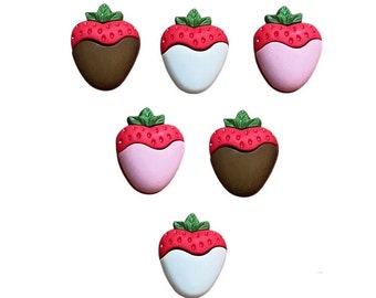 Chocolate Covered Strawberries ~ Valentine's Day ~ Shelly's Buttons and More Embellishment Buttons ~ Novelty Buttons Theme Pack
