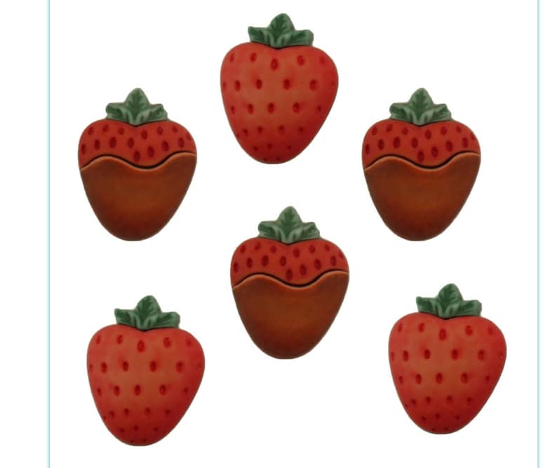 Strawberries ~ Fruit Snacks Sweets ~ Buttons Galore Embellishment Buttons ~ Novelty Theme Pack