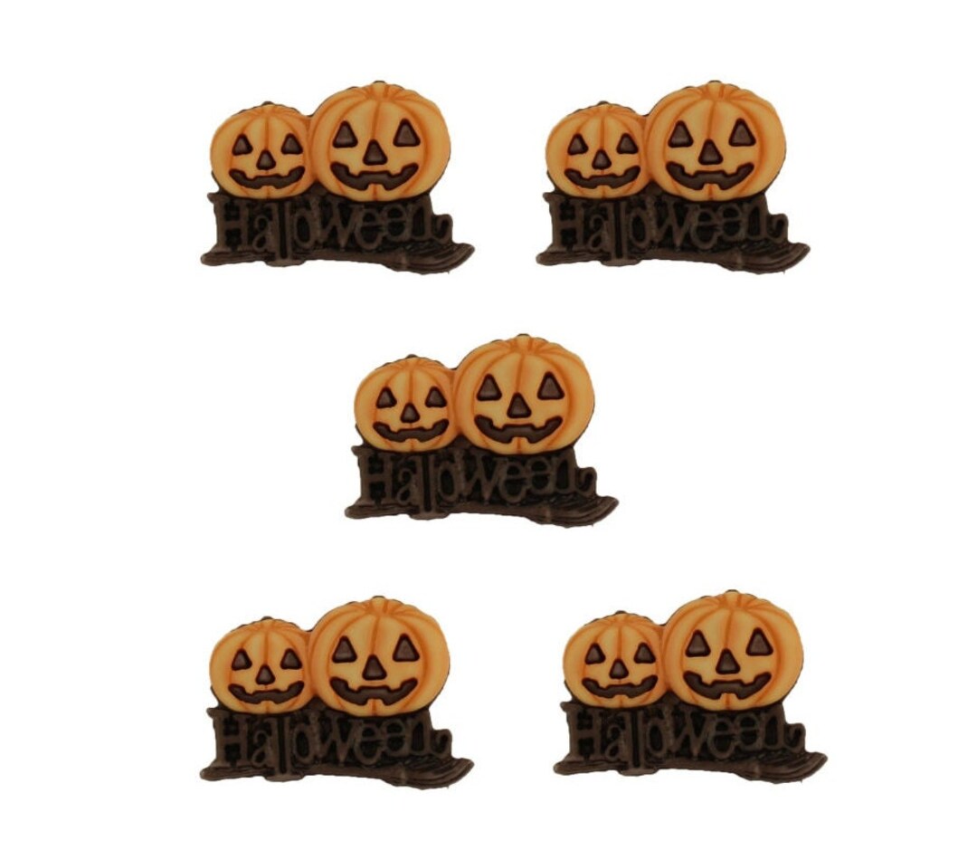 Double Jack O Lantern 5 Pieces Halloween Buttons Galore Etsy