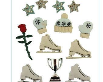 Skating ~ Buttons Galore & More Embellishment Buttons ~ Novelty Buttons Theme Pack