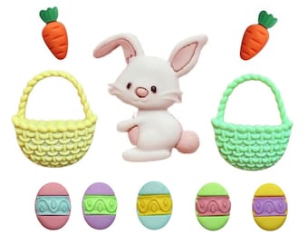 Easter Bunny Button Set - Shelly's Buttons and More Embellishment Buttons ~ Novelty Buttons Theme Pack