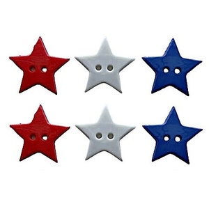 Star Power ~ Shelly's Buttons and More Embellishment Buttons ~ USA Patriotic Novelty Buttons Theme Pack - Red White and Blue