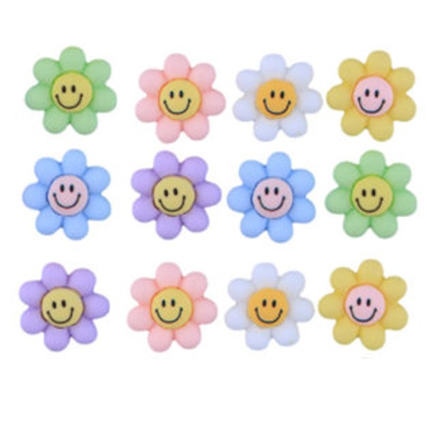 Happy Little Flowers ~ Shelly's Buttons & More - Flat Back Embellishments ~ Novelty Buttons Theme Pack - Flowers