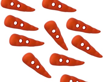Carrot Noses - 2 Hole Buttons - Christmas Buttons - Shelly's Buttons & More Embellishment Buttons - Novelty Theme Pack