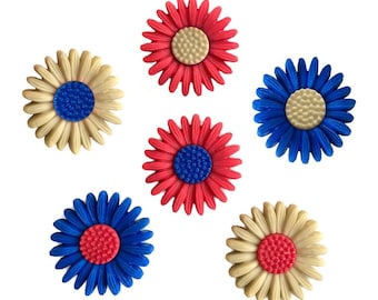 Land of the Free ~ 4th of July Patriotic Flowers - Buttons Galore & More Embellishment Buttons ~ Novelty Buttons Theme Pack