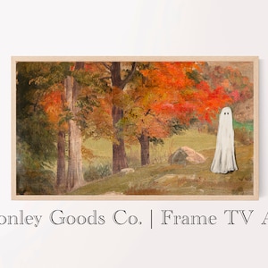 Samsung Frame TV Art | Thrifted Ghost Painting | Spooky Art | Vintage | Autumn | Fall | Ghost | Donley Goods Co | Antique | Vintage
