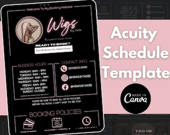 DIY Acuity Scheduling Site, Makeup booking site, lash tech booking site, hair stylist booking site, Canva DIY instant, Acuity booking site
