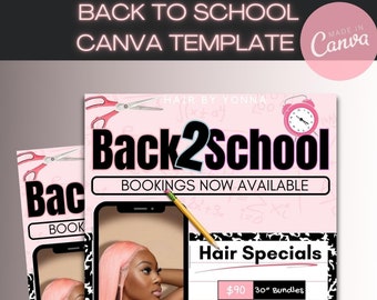 Back to school flyer, hair back to school flyer, diy flyer template design, back to school sale flyer, Social media flyer, hair flyer