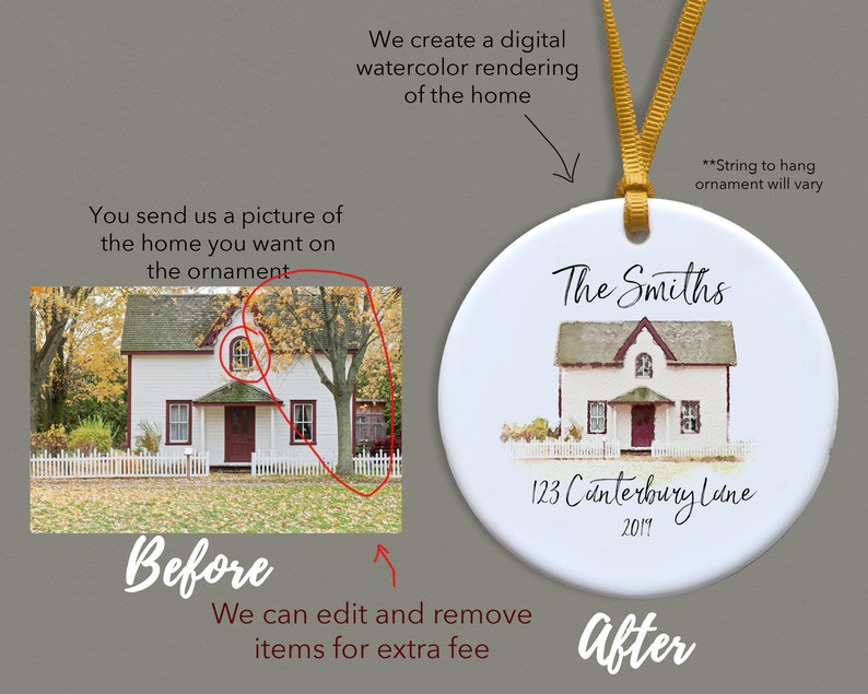 Custom Home Ornament House Portrait Ornament House Etsy