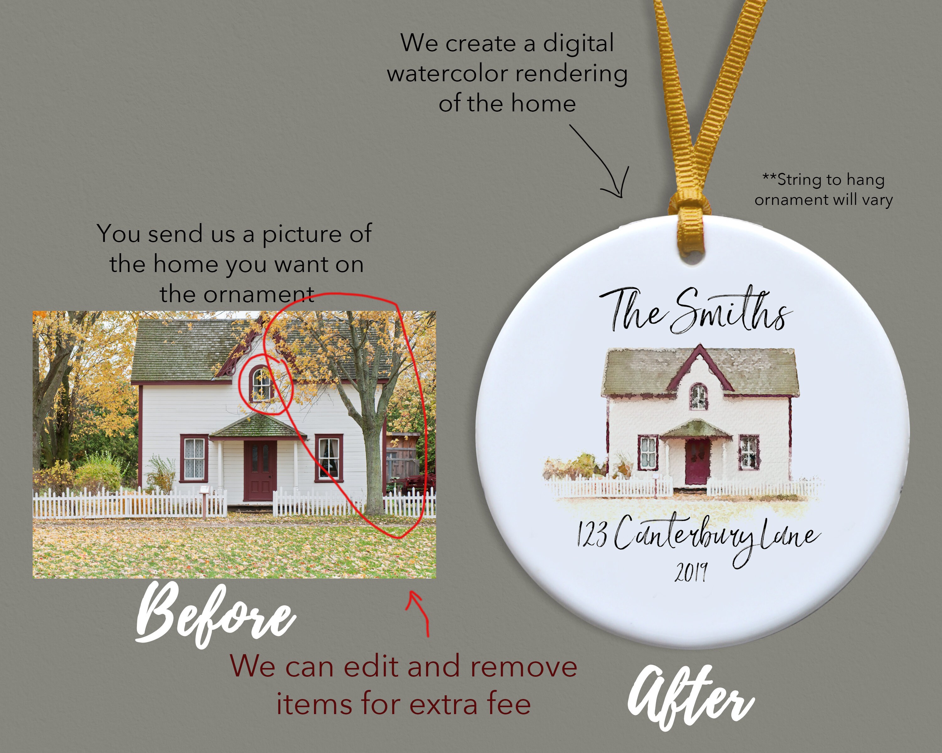 Custom Home Ornament House Portrait Ornament House Etsy