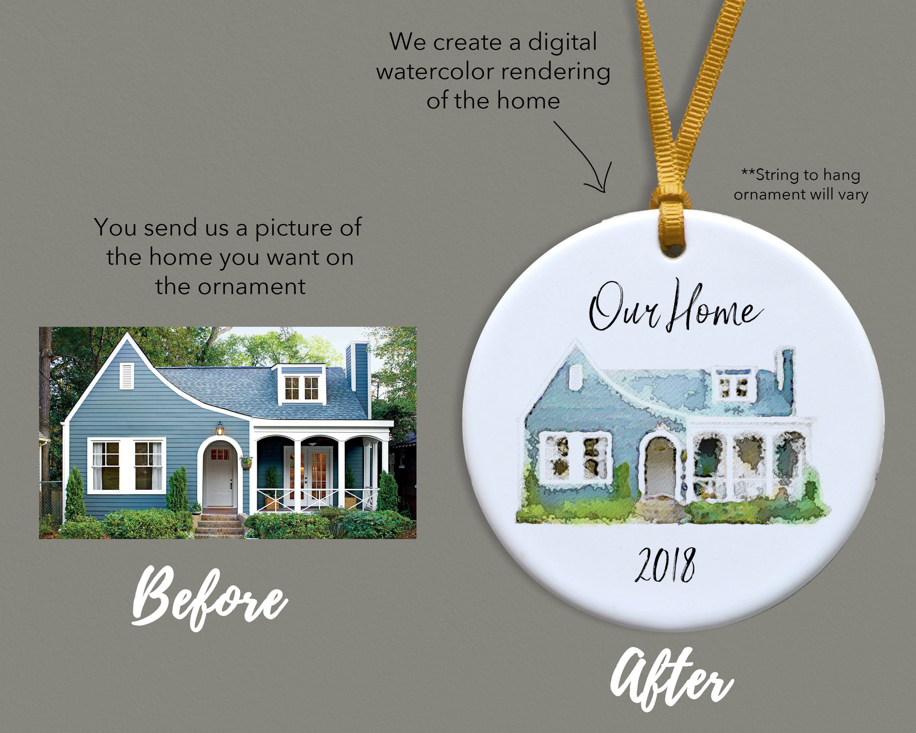 Custom Home Ornament House Portrait Ornament House Etsy