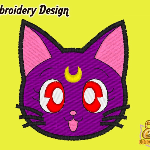 Cat sailor moon Broderie Design téléchargeable 3 tailles kawaii mignon chaton anime otaku