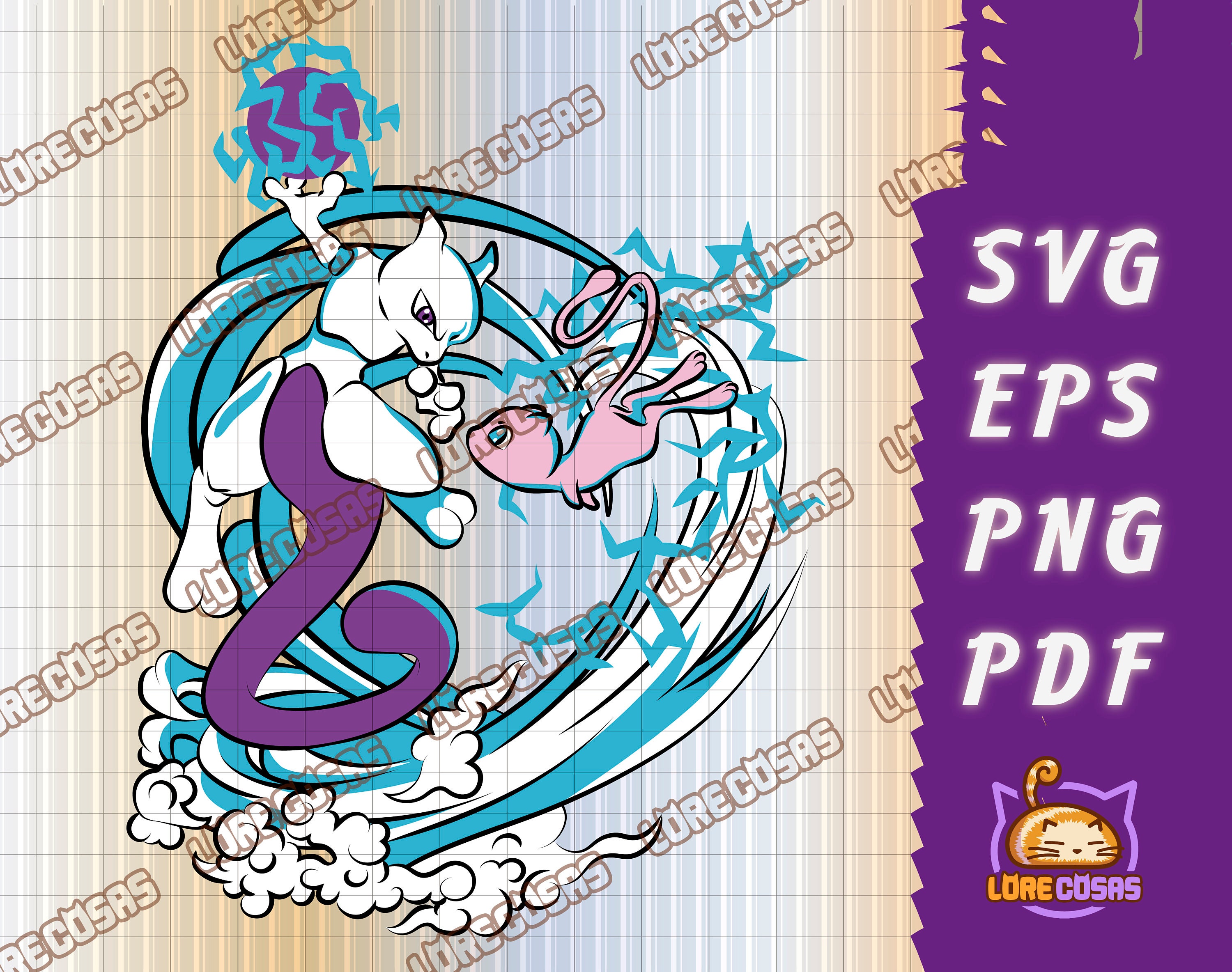 Mewtwo Pokemon SVG, Baby mewtwo SVG, Pokemon SVG