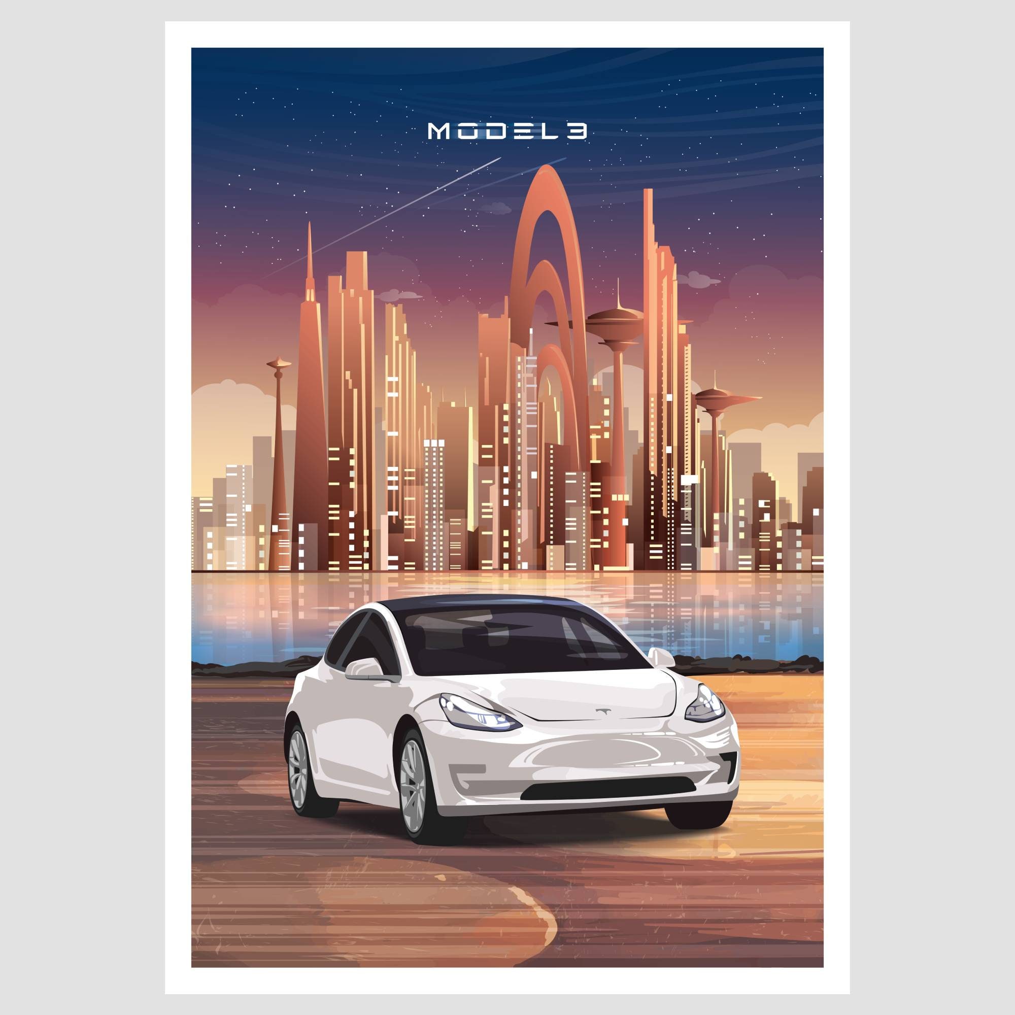 Tesla Motors 3-piece Poster Set Model S Model 3 Model X Tesla Wall