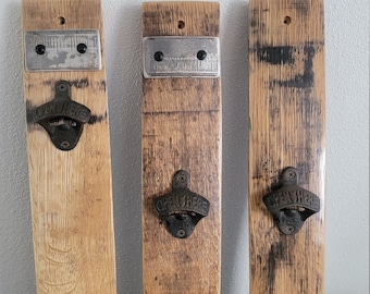 Rustic Whiskey Stave Bottle Opener, Bourbon, rec room gifts Whiskey barrel