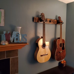 FREE SHIPPING! Whiskey Barrel Stave 2 Guitar Holder, Whiskey Barrel Stave Guitar Wall Mount, Guitar Hanger, Guitar Rack Rustic Guitar Hanger