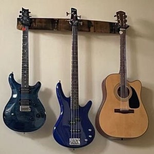 FREE SHIPPING! Whiskey Barrel Stave Guitar Holders, Whiskey Barrel Stave Guitar Wall Mount, Guitar Hanger, Guitar Rack, Rustic Guitar Hanger