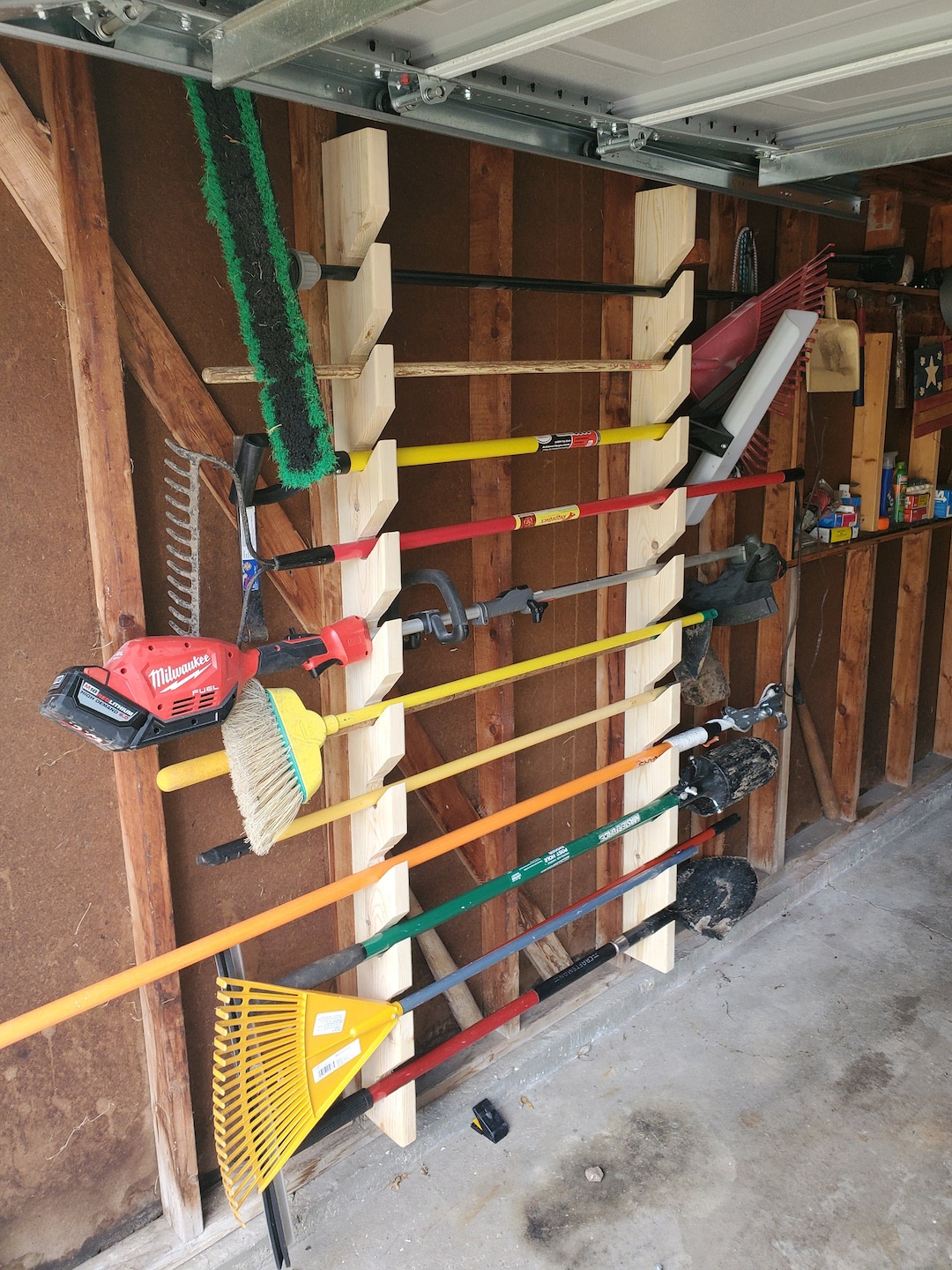 MORE SLOTS* Yard Tool Rack , Garden Tool Rack, Shed, Gardening, Tool