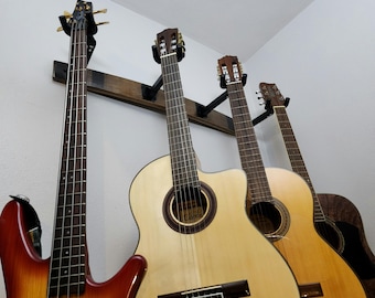 Four Guitar Whiskey Barrel Stave Wall Hanger Rack