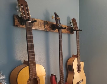 FREE SHIPPING! Whiskey Barrel Stave Guitar Holders, Whiskey Barrel Stave Guitar Wall Mount, Guitar Hanger, Guitar Rack, Rustic Guitar Hanger