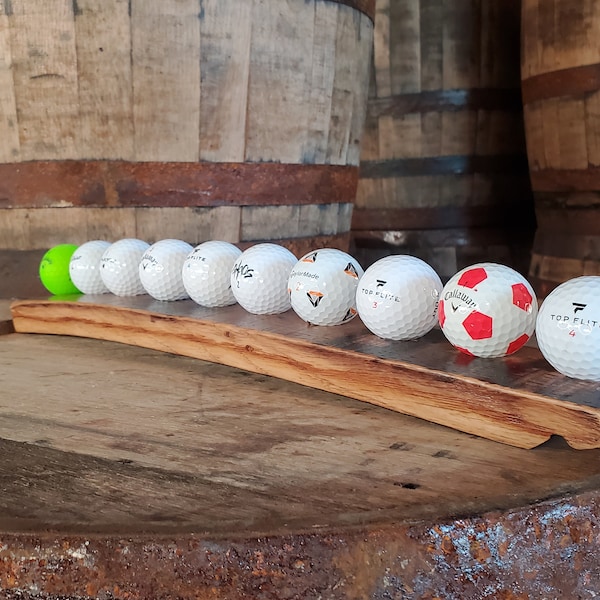 Golf Ball Display, Bourbon stave display, Whiskey Golf ball holder, Bourbon barrel golf display, Golf balls stave, golf ball holder