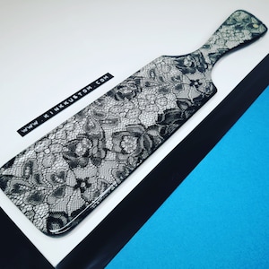 Lace Silhouette - Black French Rose Lace Resin Paddle - KinkKustom Original