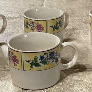 6 ~ Sakura Sue Zipkin MAJESTICWARE Stoneware CUPS Mugs 1996 Spring Valley Floral