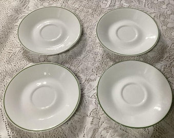 Set Of 4 Corelle 6.25” Coffee Saucers Spring Meadow Wildflower Green Band Rim