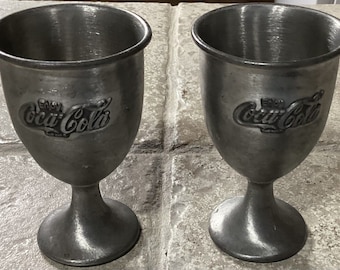 2 ~ Pewter Enjoy COA COLA 4-1/2” Footed Cups