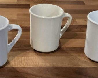 Set Of 3 Crestware Restaurant Ware Diner Heavy Coffee Mugs Cups Chunky