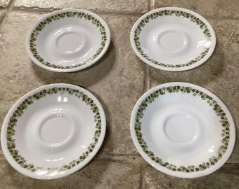 Set of 4 Vintage Corning Corelle Crazy Daisy Spring Blossom Saucers