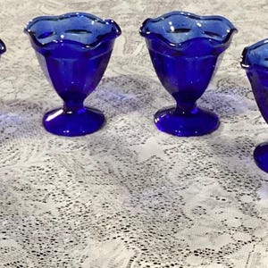 Set of 6 Anchor Hocking '70s Cobalt Blue Ice Cream Sundae Cup