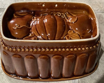 William Sonoma Autumn Harvest Glazed Brown Loaf/Jello Mold Ceramic Pan