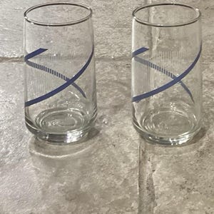 Set of 4 Georges Briard - Blue Swirls & White Stripes 12 Oz Glasses