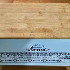 Retro Bread Box White Rectangular Bread Storage Bin w Handles Cutting Board Lid image 2
