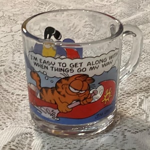 Vintage McDonalds 1978 Garfield Glass Coffee Mug I’m Easy To Get Along With 8 oz