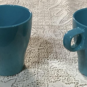 Set of 2 IKEA Sweden Fargrik BLUE Stackable 8 oz Coffee Cups Mugs