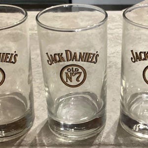 3 Jack Daniels Old No 7 Glitter Logo Whiskey Glasses  Weighted Base