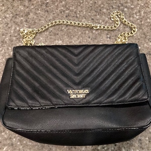 Victoria's Secret Pebbled Black V-quilt Street Shoulder Bag