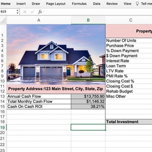 Rental Property ROI & Cap Rate Calculator Spreadsheet Template - Income Property Analysis for Real Estate With Definition, Digital Download