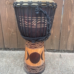 Triple Goddess, Handmade 20" Tall Deep Carved Djembe Bongo Drum M9 + FREE Head Cover