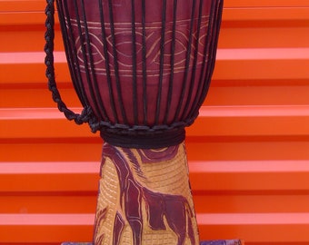 Handmade 20" Tall Deep Carved Djembe Bongo Drum GIRAFFE M20 + FREE Head Cover