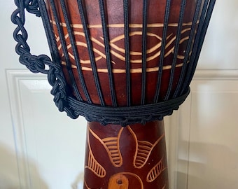 CLEARANCE SALE Handmade 16" Tall Mahogany Djembe Bongo Drum, model # M6